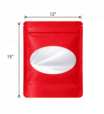 25 Pack - X-Large Solid Color Zip-Seal Foil Pouches (12"x15") Oval Window Selection