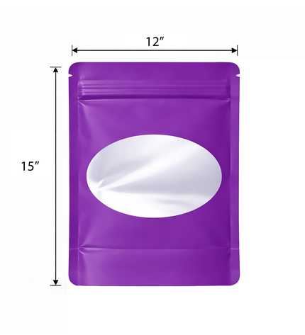 25 Pack - X-Large Solid Color Zip-Seal Foil Pouches (12"x15") Oval Window Selection