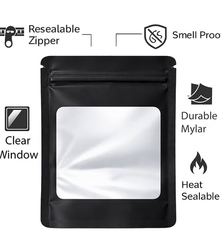 25 Pack - X-Large Solid Color Zip-Seal Foil Pouches (12"x15") Square Window Selection