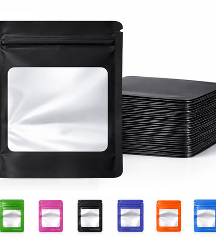 25 Pack - X-Large Solid Color Zip-Seal Foil Pouches (12"x15") Square Window Selection