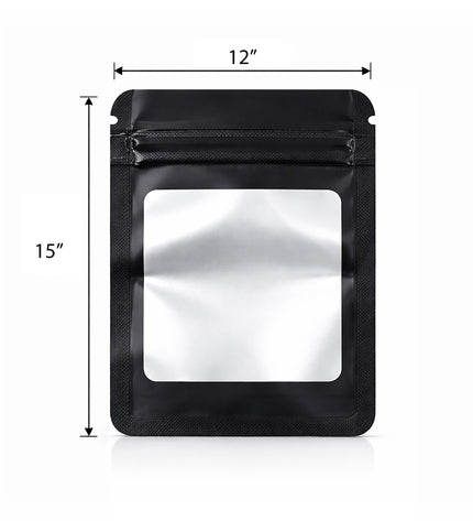 25 Pack - X-Large Solid Color Zip-Seal Foil Pouches (12"x15") Square Window Selection