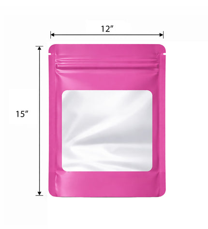 25 Pack - X-Large Solid Color Zip-Seal Foil Pouches (12"x15") Square Window Selection