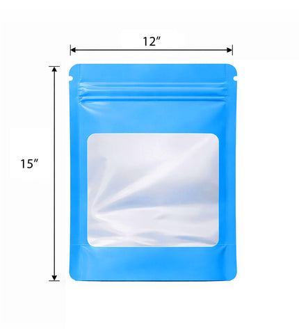 25 Pack - X-Large Solid Color Zip-Seal Foil Pouches (12"x15") Square Window Selection
