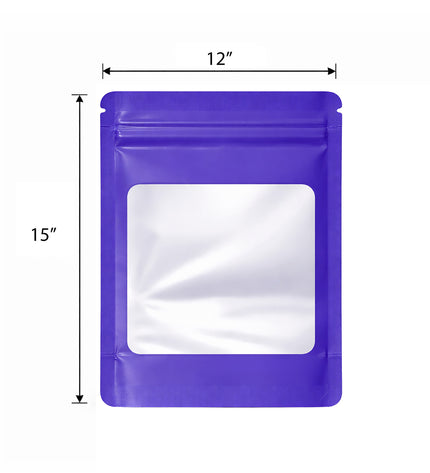 25 Pack - X-Large Solid Color Zip-Seal Foil Pouches (12"x15") Square Window Selection
