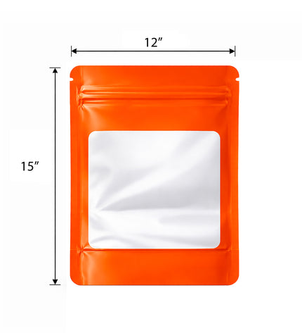 25 Pack - X-Large Solid Color Zip-Seal Foil Pouches (12"x15") Square Window Selection
