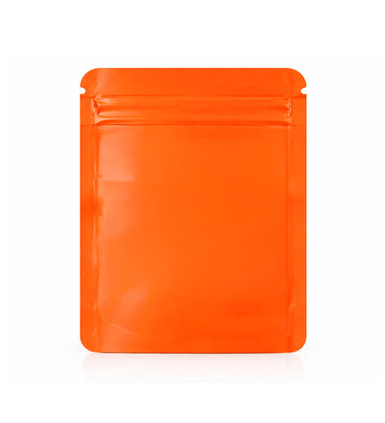 50 Pack – 28g Solid Color Mylar Bags with Square Window - Orange