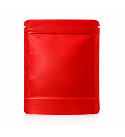 50 Pack – 28g Solid Color Mylar Bags with Oval Window - Red