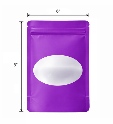 50 Pack - Large Solid Color Zip-Seal Foil Pouches (6"x8") Oval Style Selection