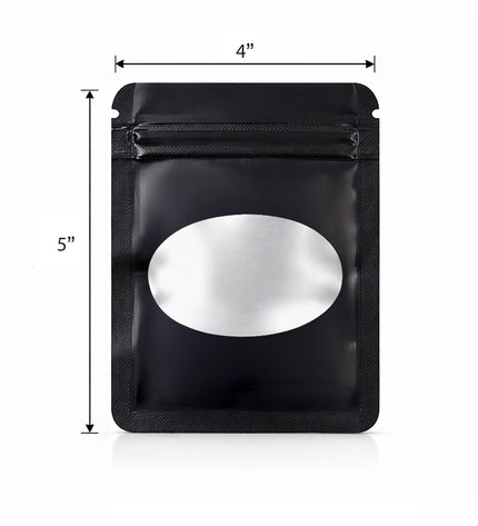 50 Pack - Small Solid Color Zip-Seal Foil Pouches (4"x5") Oval Style Selection