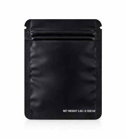 50 Pack – 3.5g Solid Color Mylar Bags with Oval Window - Black