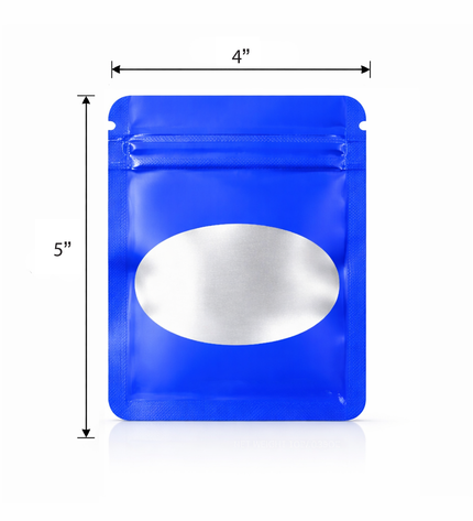 50 Pack - Small Solid Color Zip-Seal Foil Pouches (4"x5") Oval Style Selection