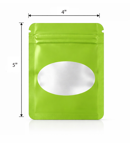 50 Pack - Small Solid Color Zip-Seal Foil Pouches (4"x5") Oval Style Selection