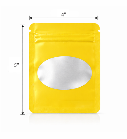 50 Pack - Small Solid Color Zip-Seal Foil Pouches (4"x5") Oval Style Selection