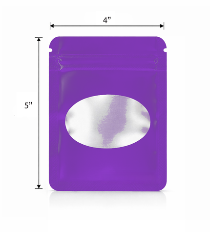 50 Pack - Small Solid Color Zip-Seal Foil Pouches (4"x5") Oval Style Selection