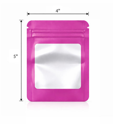 50 Pack - Small Solid Color Zip-Seal Foil Pouches (4"x5") Square Style Selection