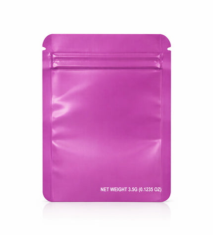 50 Pack – 3.5g Solid Color Mylar Bags with Square Window - Pink