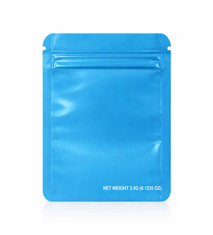50 Pack – 3.5g Solid Color Mylar Bags with Square Window - Light Blue