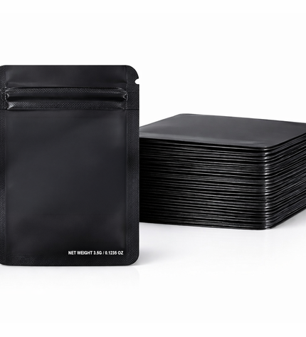 50-Pack 3.5g Solid Color Mylar Bags - Black | Mylar Kings