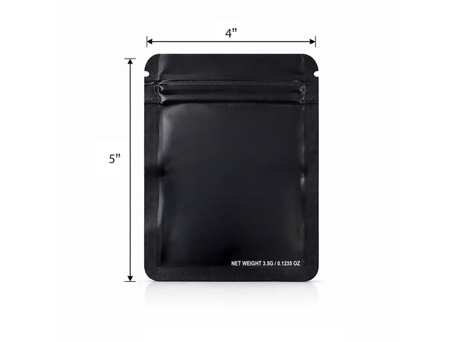 50 Pack – 3.5g Solid Color Mylar Bags Plain No Window - Metallic Black