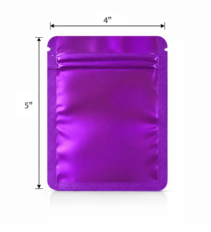 50 Pack - Small Solid Color Zip-Seal Foil Pouches (4"x5")  - 12 Color Options