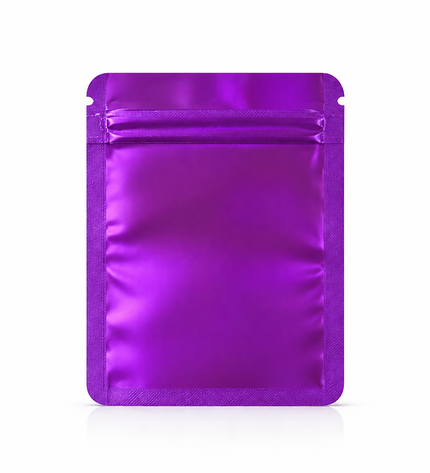 50 Pack – 3.5g Solid Color Mylar Bags Plain No Window - Metallic Purple
