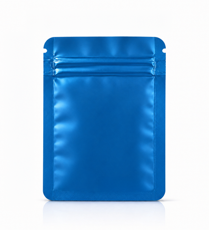 50 Pack – 3.5g Solid Color Mylar Bags Plain No Window - Metallic Blue