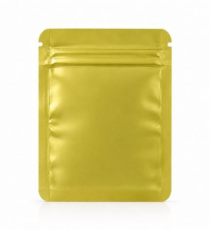 50 Pack – 3.5g Solid Color Mylar Bags Plain No Window - Metallic Gold