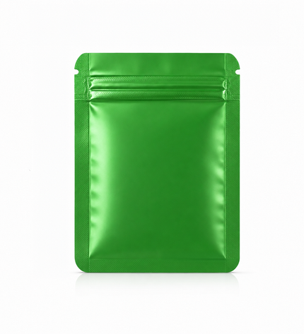 50 Pack – 3.5g Solid Color Mylar Bags Plain No Window - Metallic Forest Green