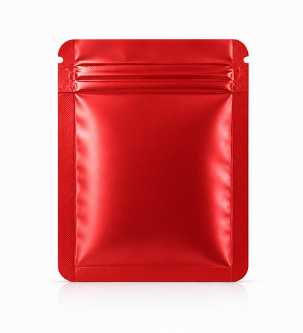50 Pack – 3.5g Solid Color Mylar Bags Plain No Window - Metallic Red