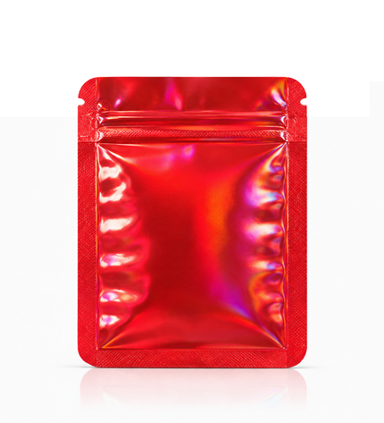 50 Pack – 3.5g Solid Color Mylar Bags Plain No Window - Metallic Hot Red