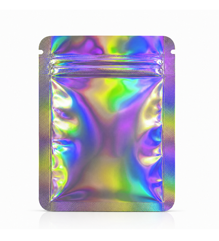 50 Pack – 3.5g Solid Color Mylar Bags Plain No Window - Metallic Rainbow Holographic