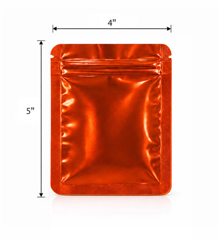 50 Pack - Small Solid Color Zip-Seal Foil Pouches (4"x5")  - 12 Color Options