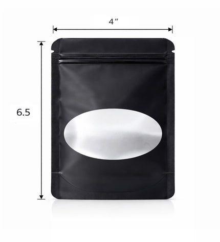 50 Pack - Medium Solid Color Zip-Seal Foil Pouches (4"x6.5") Oval Window Selection