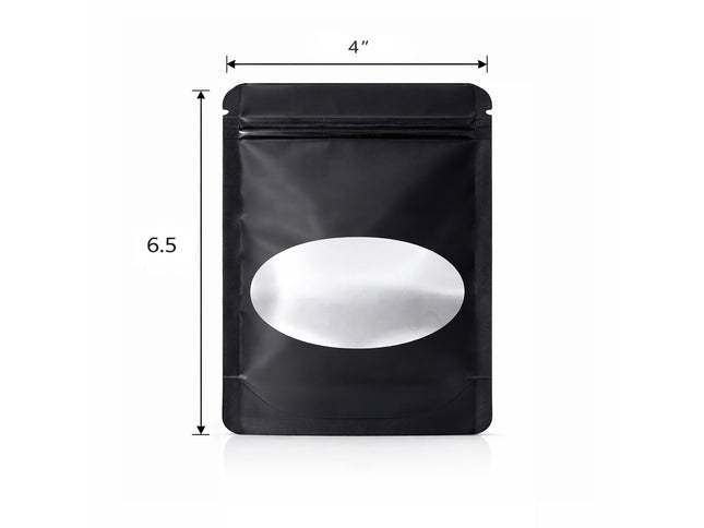 50 Pack - Medium Solid Color Zip-Seal Foil Pouches (4"x6.5") Oval Window Selection