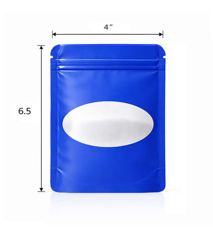 50 Pack - Medium Solid Color Zip-Seal Foil Pouches (4"x6.5") Oval Window Selection
