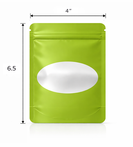 50 Pack - Medium Solid Color Zip-Seal Foil Pouches (4"x6.5") Oval Window Selection