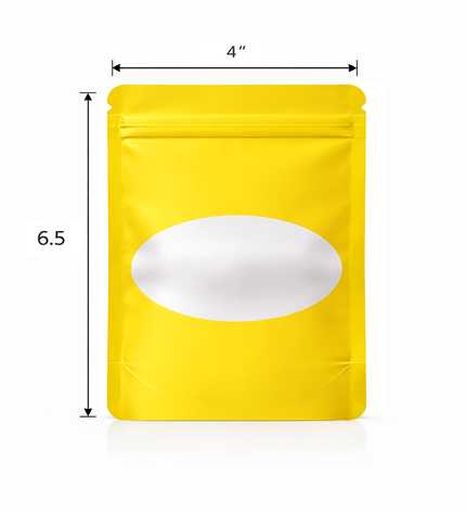 50 Pack - Medium Solid Color Zip-Seal Foil Pouches (4"x6.5") Oval Window Selection