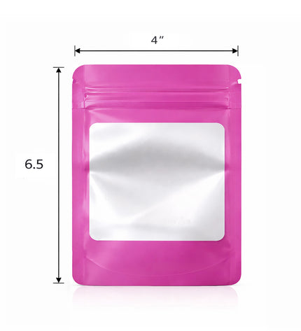 50 Pack - Medium Solid Color Zip-Seal Foil Pouches (4"x6.5") Square Style Selection