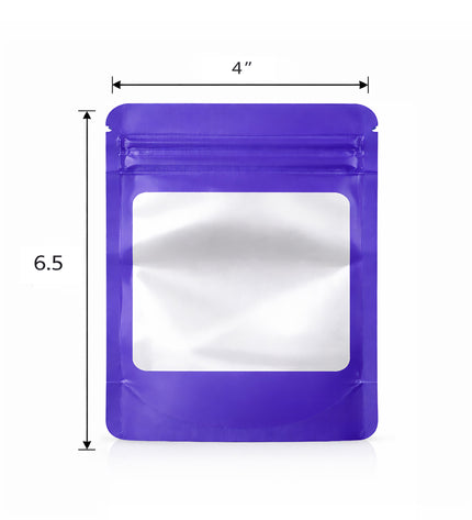 50 Pack - Medium Solid Color Zip-Seal Foil Pouches (4"x6.5") Square Style Selection
