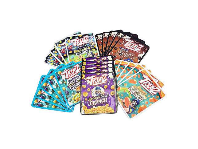 25-Pack 3.5g Thick Sticker Mylar Bags – Premium Resealable Packaging – Crunchy Snack Design Collection