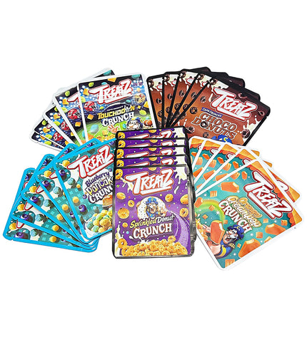 25-Pack 3.5g Thick Sticker Mylar Bags – Premium Resealable Packaging – Crunchy Snack Design Collection