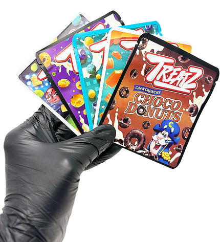 25-Pack 3.5g Thick Sticker Mylar Bags – Premium Resealable Packaging – Crunchy Snack Design Collection
