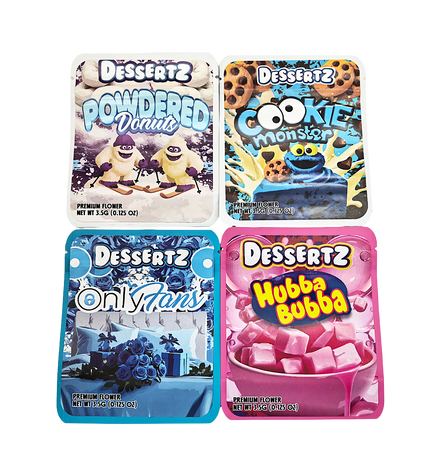 25-Pack 3.5g Thick Sticker Mylar Bags – Premium Resealable Packaging – Dessert Design Collection