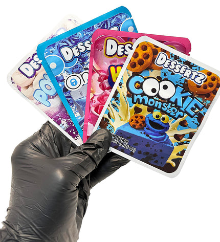 25-Pack 3.5g Thick Sticker Mylar Bags – Premium Resealable Packaging – Dessert Design Collection