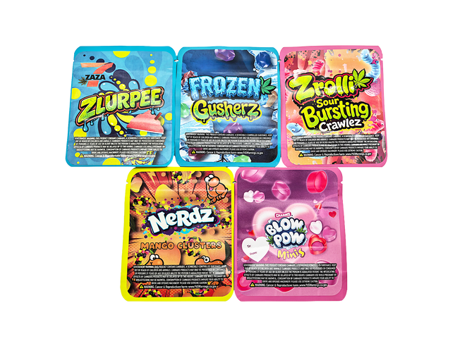 25-Pack 3.5g Thick Sticker Mylar Bags – Premium Resealable Packaging – Candy Mix Design Collection
