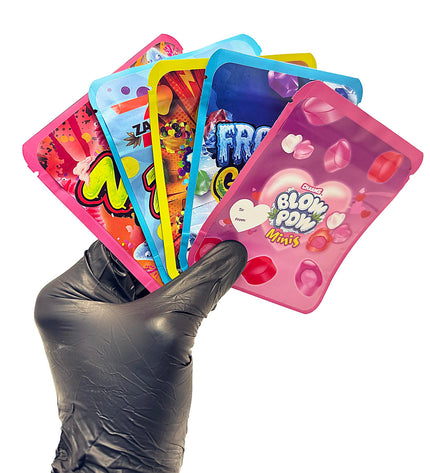 25-Pack 3.5g Thick Sticker Mylar Bags – Premium Resealable Packaging – Candy Mix Design Collection