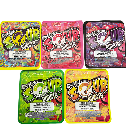 25-Pack 3.5g Thick Sticker Mylar Bags – Premium Resealable Packaging – Sour Candy Design Collection
