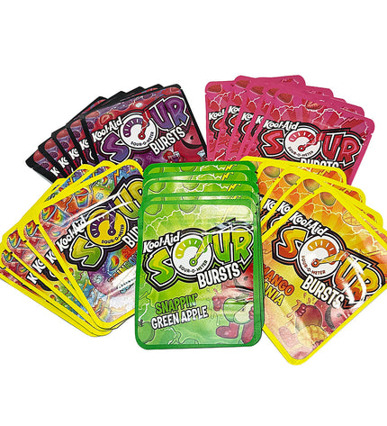 25-Pack 3.5g Thick Sticker Mylar Bags – Premium Resealable Packaging – Sour Candy Design Collection