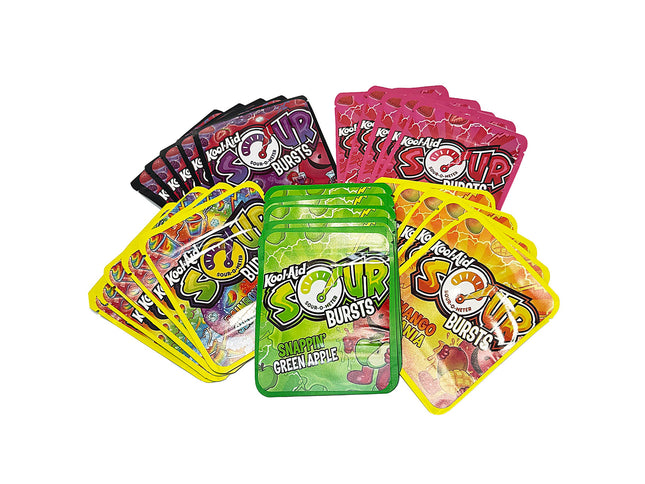 25-Pack 3.5g Thick Sticker Mylar Bags – Premium Resealable Packaging – Sour Candy Design Collection
