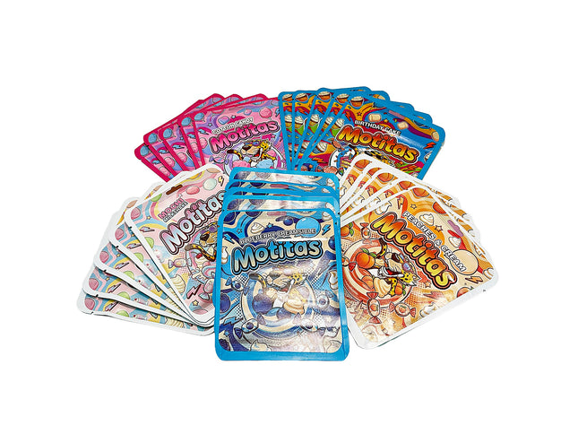 25-Pack 3.5g Thick Sticker Mylar Bags – Premium Resealable Packaging – Colorful Design Collection